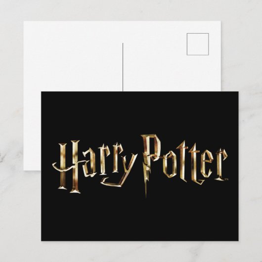 Gold Harry Potter Logo Einladungspostkarte (Vorne/Hinten)