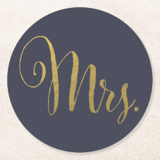 Gold hat seine n ihrer Mr. & Mrs. Matching Unterse Runder Pappuntersetzer