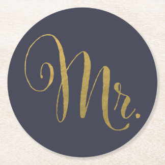 Gold hat seine n ihrer Mr. & Mrs. Matching Unterse Runder Pappuntersetzer