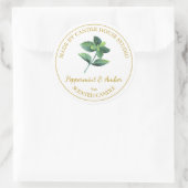 Gold hausgemachte Pfefferminzkerzensiegel | weiß Runder Aufkleber (Tasche)