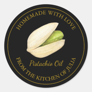 Gold-hausgemachte Pistachio-Öl-Label Schwarz Runder Aufkleber