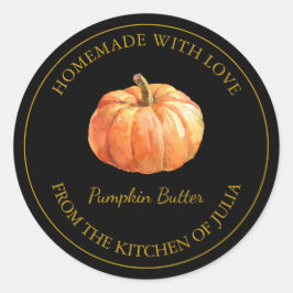 Gold-hausgemachte Pumpkin-Butter | Schwarz Runder Aufkleber