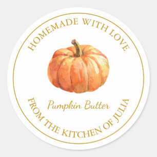 Gold-hausgemachte Pumpkin-Butter weiß Runder Aufkleber