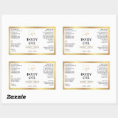 Gold Hautpflege Körperöl 4 OZ Kosmetische Flasche  Rechteckiger Aufkleber (Blatt)