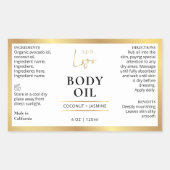 Gold Hautpflege Körperöl 4 OZ Kosmetische Flasche  Rechteckiger Aufkleber (Vorderseite)