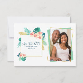 Gold Hawaiian Hibiskus Hochzeit speichern Sie das  Save The Date