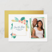 Gold Hawaiian Hibiskus Hochzeit speichern Sie das  Save The Date (Vorne/Hinten)