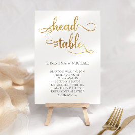 Gold "Head Table" Hochzeitskarte 3.5x5 Tischnummer