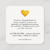 Gold Heart & Arrow / Danke Quadratische Visitenkarte (Rückseite)