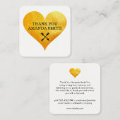 Gold Heart & Arrow / Danke Quadratische Visitenkarte (Vorne/Hinten)