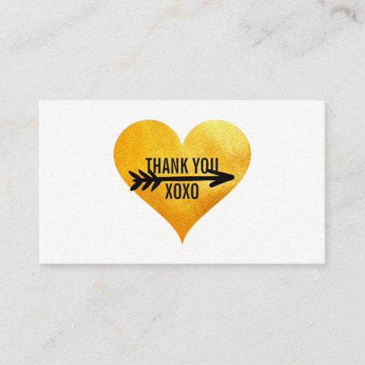 Gold Heart / Arrow / Danke Visitenkarte (Vorderseite)