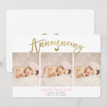 Gold Heart Baby Girl Geburtserklärung 3 Fotos