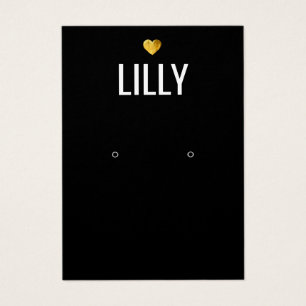 Gold Heart Black Earring Display Card