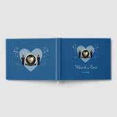 Gold Heart Blue Male Wedding LGBTQ Gästebuch (Voll)