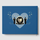 Gold Heart Blue Male Wedding LGBTQ Gästebuch (Rückseite)