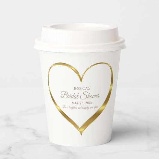 Gold Heart Brautparty Liebe Laghter Pappbecher (Rückseite)