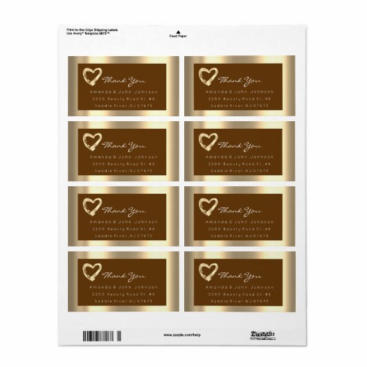 Gold Heart Browns Rahmen Wedding Bridal UAWG (Vorne)