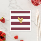 Gold Heart Burgundy Marsala Wedding Paper Napkin Serviette (Beispiel)