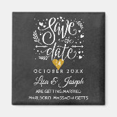 Gold Heart Chalkboard Save the Date Magnet (Vorne)