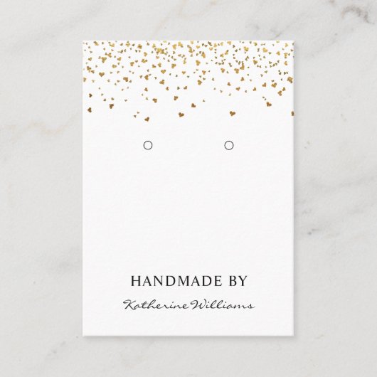Gold Heart Confetti | Earring Display Card Visitenkarte (Vorderseite)