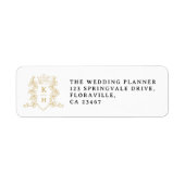 Gold heart crown monogram wedding return label (Vorne)