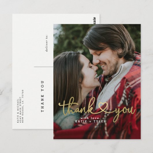 Gold Heart Dankeschön Karten (Vorne/Hinten)