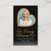 Gold Heart Foto Beerdigungskarte Visitenkarte (Vorderseite)