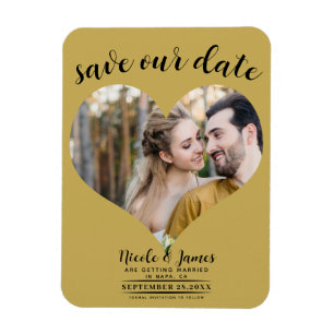 Gold Heart Foto Wedding Save the Date Magnet