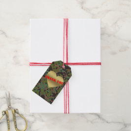 Gold Heart GI Camouflage Party Gift Tags Geschenkanhänger