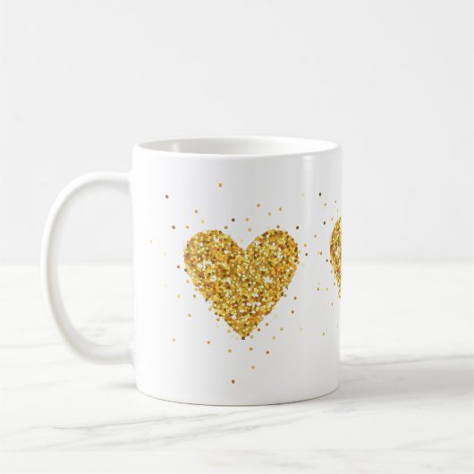 Gold Heart Glitzer Texture Kaffeetasse (Links)