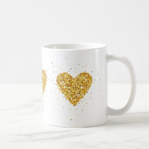 Gold Heart Glitzer Texture Kaffeetasse