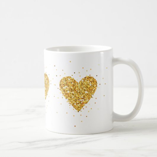 Gold Heart Glitzer Texture Kaffeetasse (Rechts)