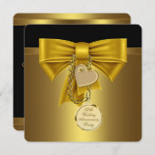 Gold Heart Gold 50th Wedding Anniversary Party Einladung (Vorne/Hinten)