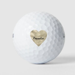 Gold Heart Golfball