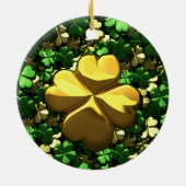 Gold Heart Kleeblatts Keramik Ornament (Hinten)