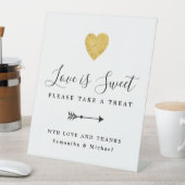 Gold Heart Liebe ist Sweet Wedding Dessert Bar Sockelschild (In Situ)