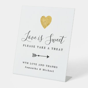 Gold Heart Liebe ist Sweet Wedding Dessert Bar Sockelschild