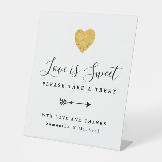 Gold Heart Liebe ist Sweet Wedding Dessert Bar Sockelschild (Vorderseite)