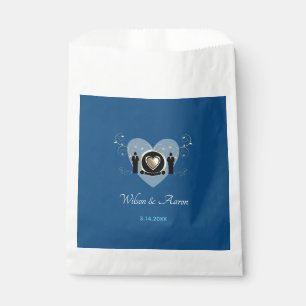 Gold Heart Male Wedding Blue   Gefälligkeitsflagge Geschenktütchen