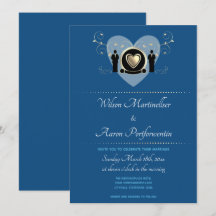 Gold Heart Male Wedding Classic Blue