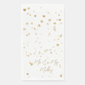 Gold Heart “Mr & Mrs” Wedding Napkins Serviette
