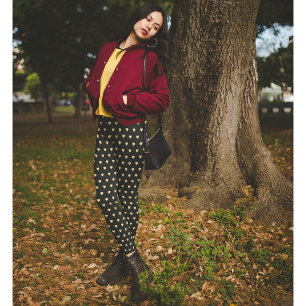 Gold Heart Muster Black Fashion Travel Workout Leggings