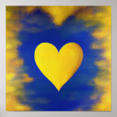 Gold Heart on Cyan Background Poster (Vorne)