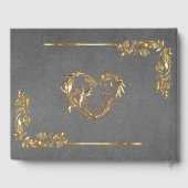  Gold Heart on Grey with Gold Border Gästebuch (Rückseite)