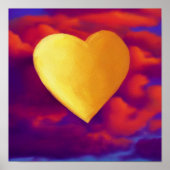 Gold Heart on Sunset Background Poster (Vorne)