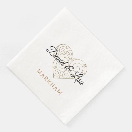 Gold Heart Paper Napkin mit Personalisierten Namen Serviette (Ecke)