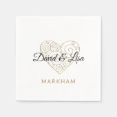 Gold Heart Paper Napkin Serviette (Vorderseite)
