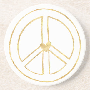 Gold Heart Peace Sign Untersetzer
