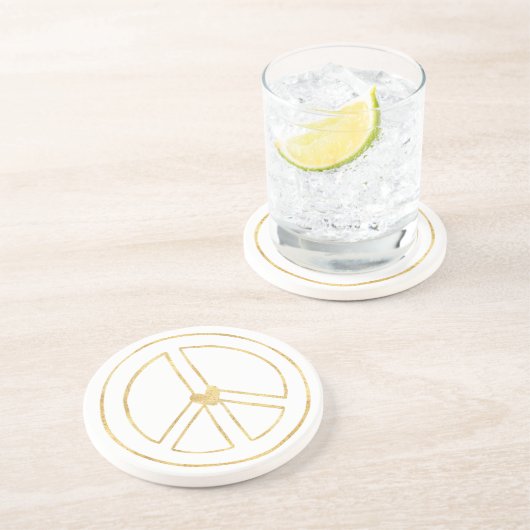 Gold Heart Peace Sign Untersetzer (Seite)