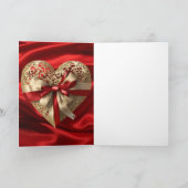 Gold Heart Red Ribbon Valentinstag Herzkarte Karte (Innenseite)